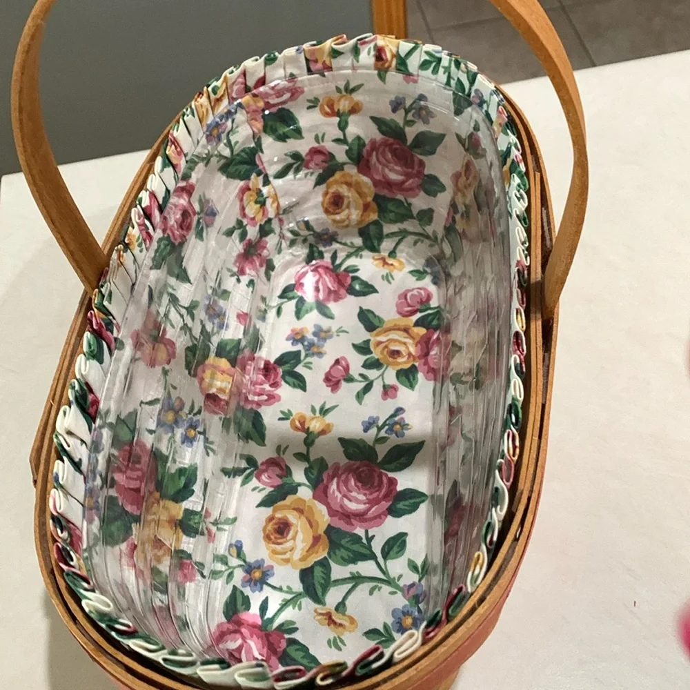 Longaberger Basket with Garden Splendor Liner and Protector.